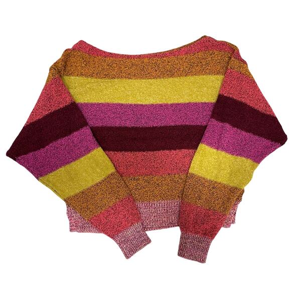 Free People Candyland Striped Sunset Off Shoulder Sweater - Picture 2 of 5